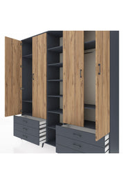 Hyperion Dolap 13 Raflı 6 Çekmeceli 2 Askılı 220x44x243 - S553M002V11B