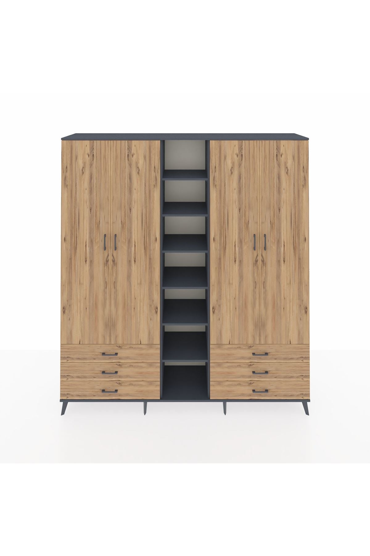 Hyperion Dolap 13 Raflı 6 Çekmeceli 2 Askılı 220x44x243 - S553M002V12B