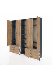 Hyperion Dolap 13 Raflı 6 Çekmeceli 2 Askılı 220x44x243 - S553M002V12B