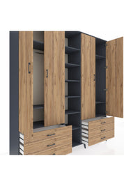 Hyperion Dolap 13 Raflı 6 Çekmeceli 2 Askılı 220x44x243 - S553M002V12B