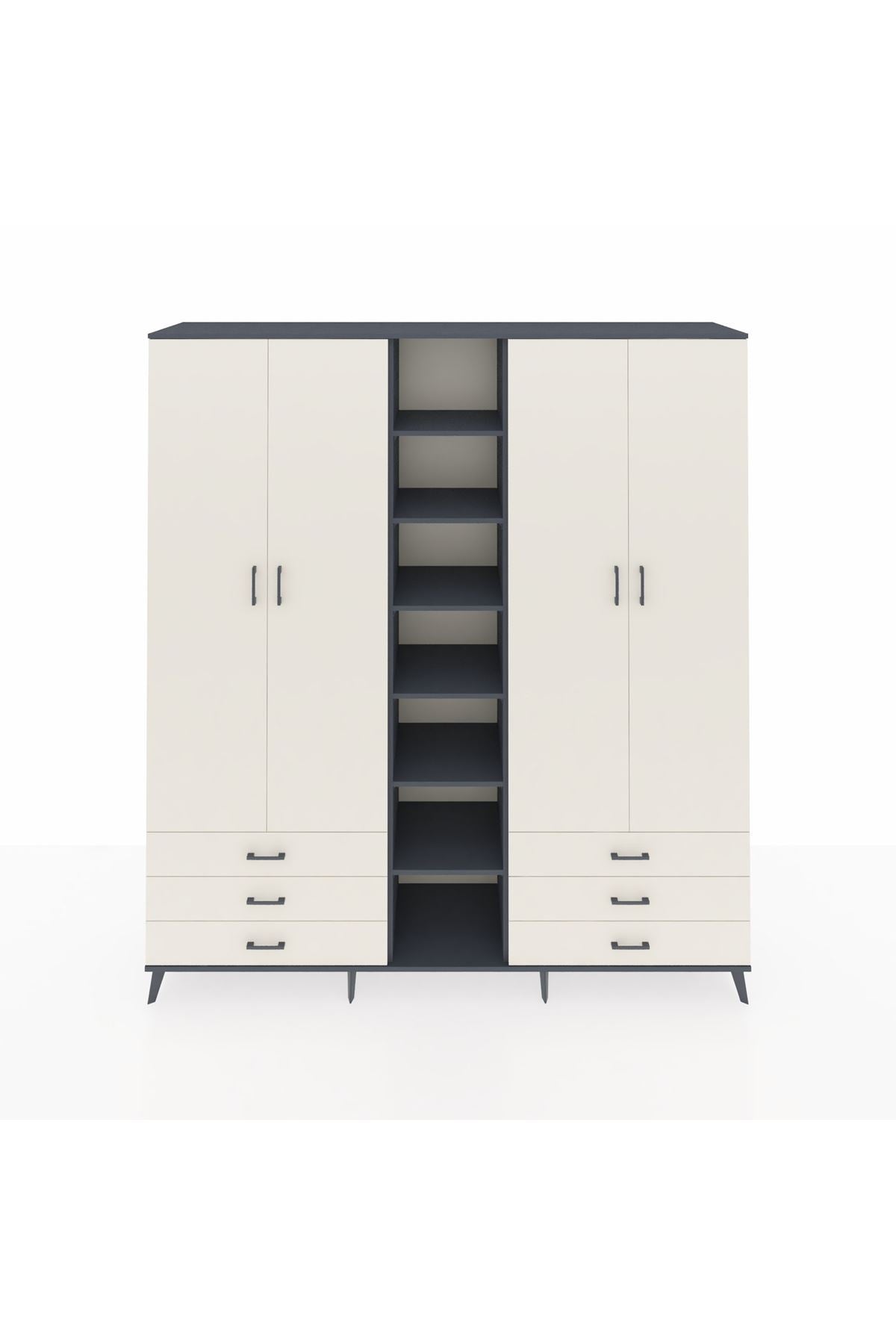 Hyperion Dolap 13 Raflı 6 Çekmeceli 2 Askılı 220x44x243 - S553M002V13B