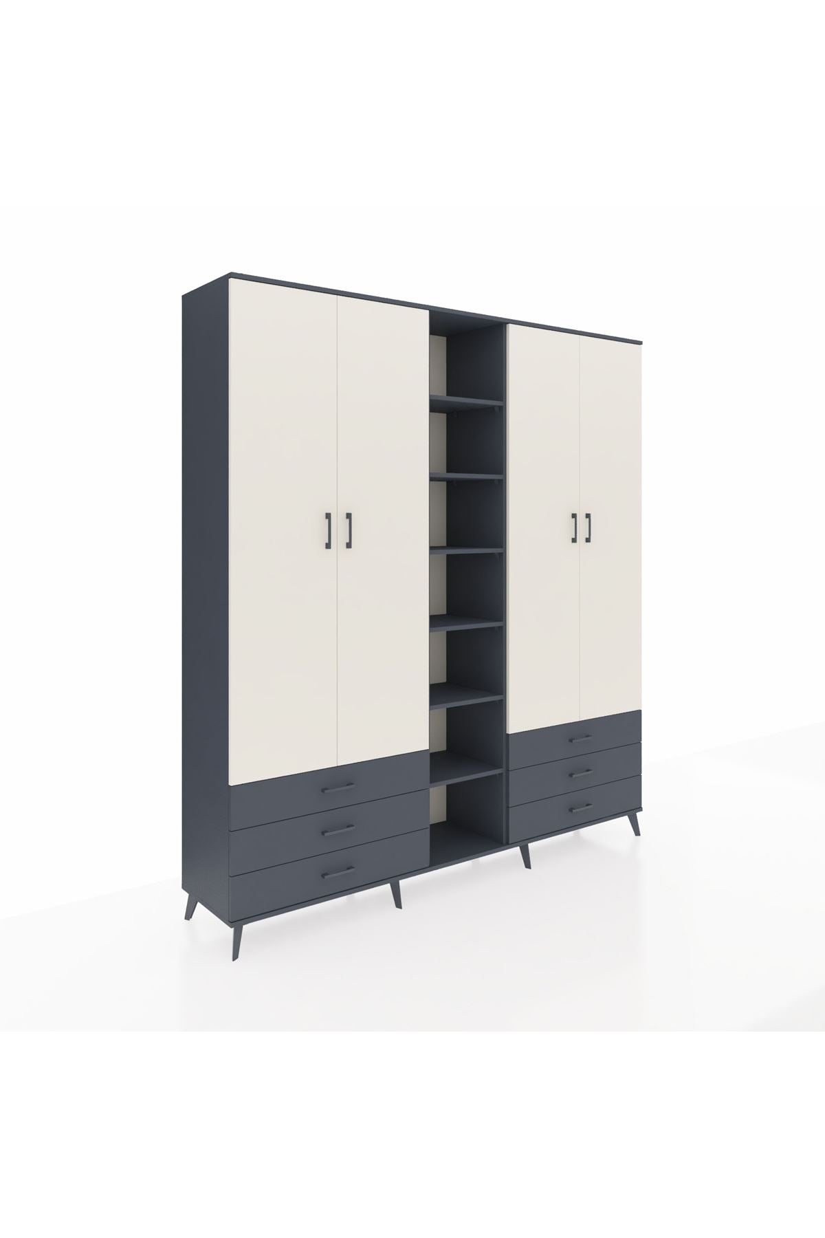 Hyperion Dolap 13 Raflı 6 Çekmeceli 2 Askılı 220x44x243 - S553M002V14B