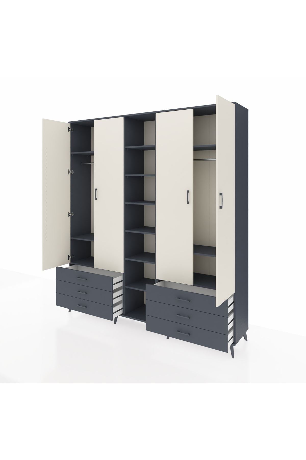 Hyperion Dolap 13 Raflı 6 Çekmeceli 2 Askılı 220x44x243 - S553M002V14B