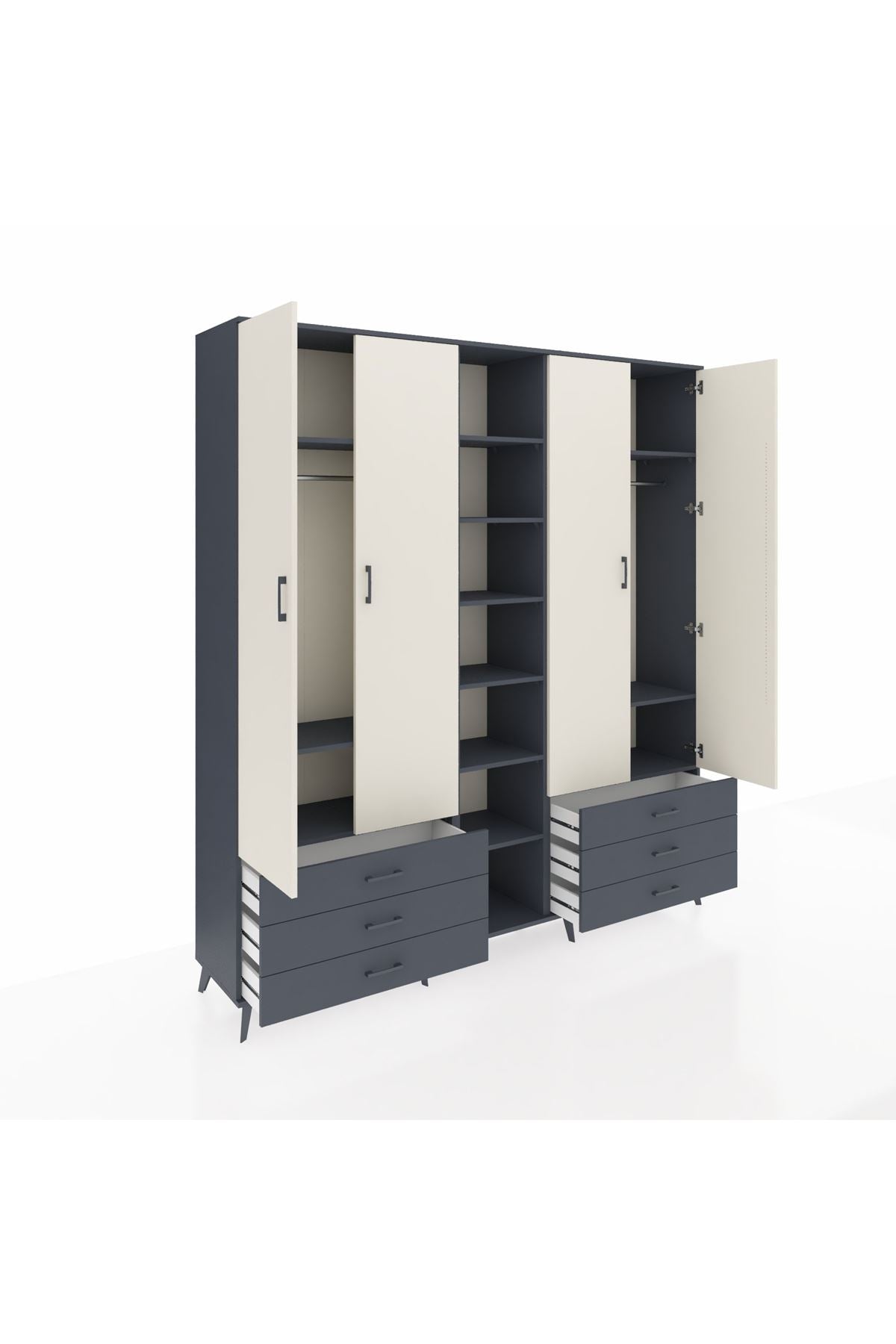 Hyperion Dolap 13 Raflı 6 Çekmeceli 2 Askılı 220x44x243 - S553M002V14B