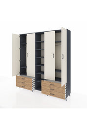 Hyperion Dolap 13 Raflı 6 Çekmeceli 2 Askılı 220x44x243 - S553M002V15B