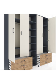 Hyperion Dolap 13 Raflı 6 Çekmeceli 2 Askılı 220x44x243 - S553M002V15B