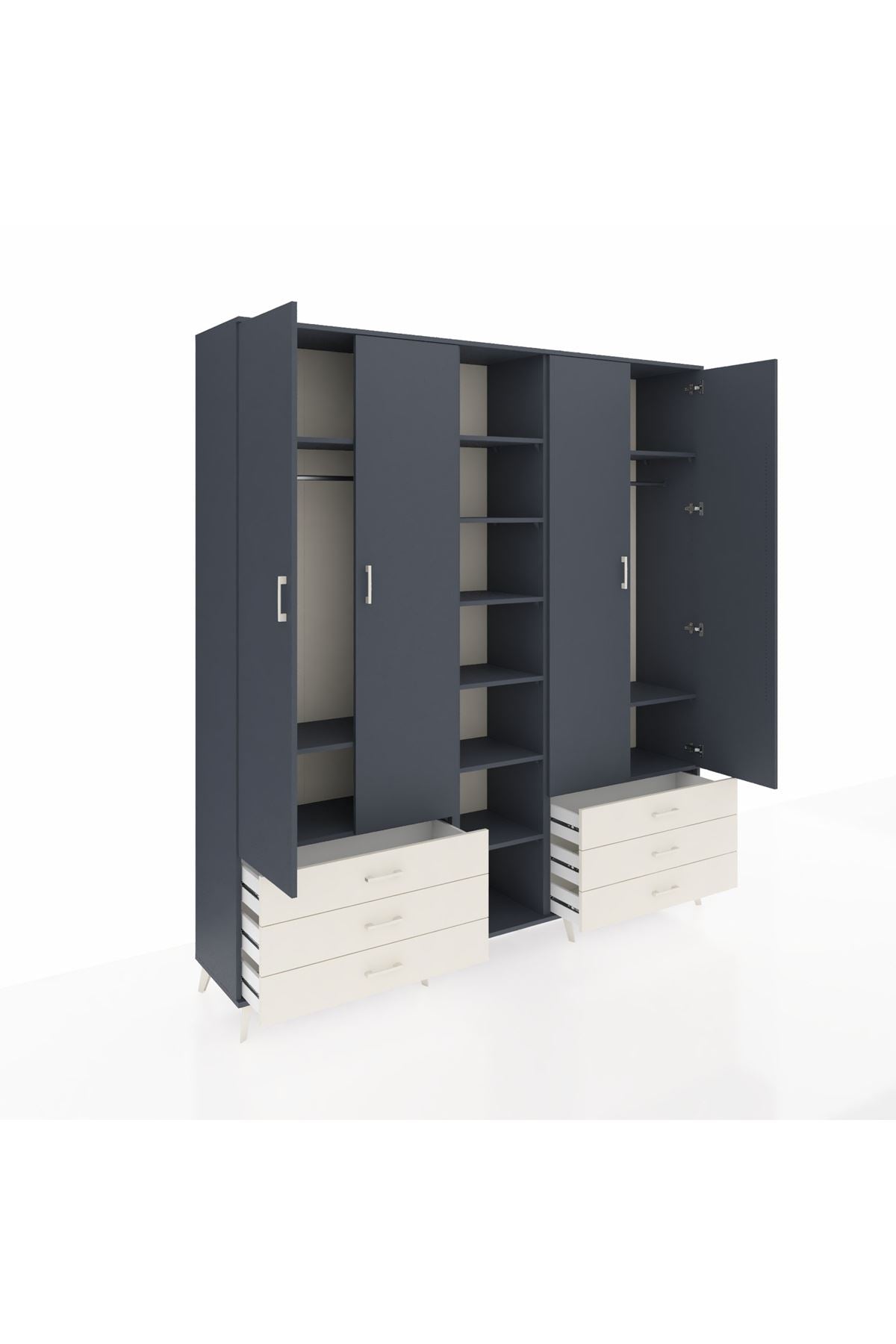 Hyperion Dolap 13 Raflı 6 Çekmeceli 2 Askılı 220x44x243 - S553M002V16B