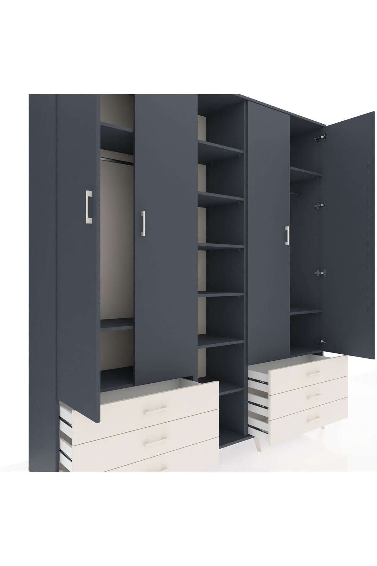 Hyperion Dolap 13 Raflı 6 Çekmeceli 2 Askılı 220x44x243 - S553M002V16B