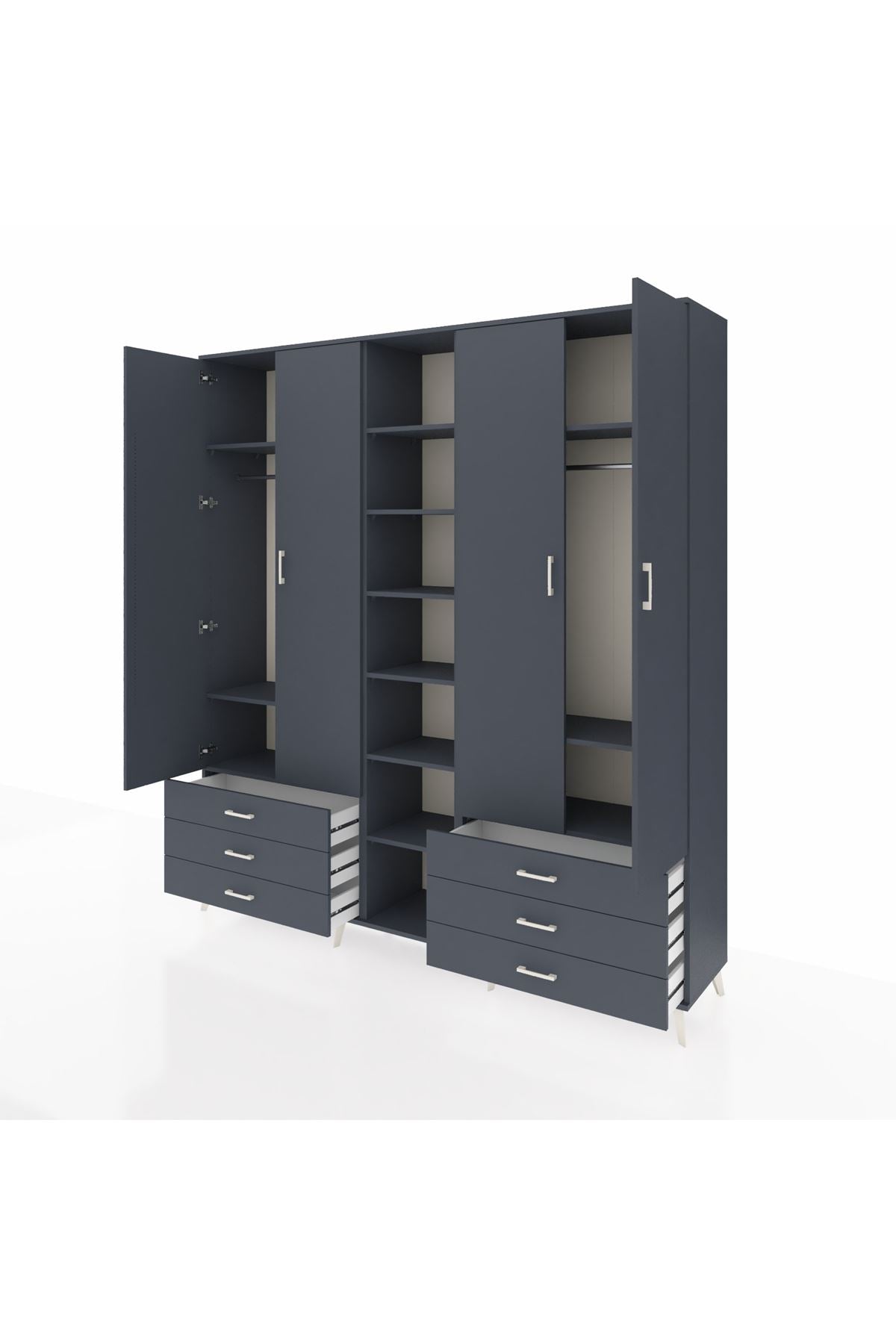 Hyperion Dolap 13 Raflı 6 Çekmeceli 2 Askılı 220x44x243 - S553M002V17B