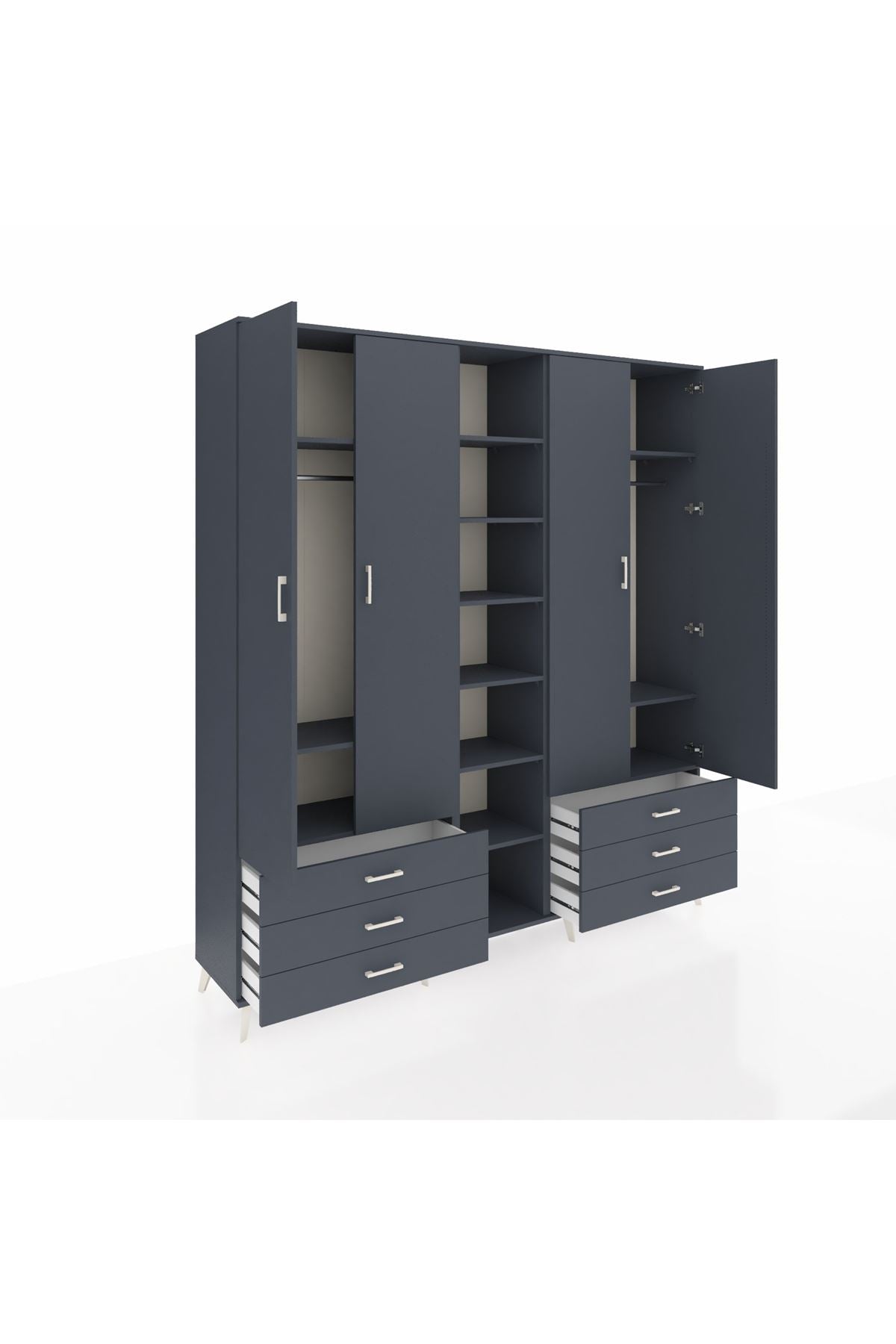 Hyperion Dolap 13 Raflı 6 Çekmeceli 2 Askılı 220x44x243 - S553M002V17B