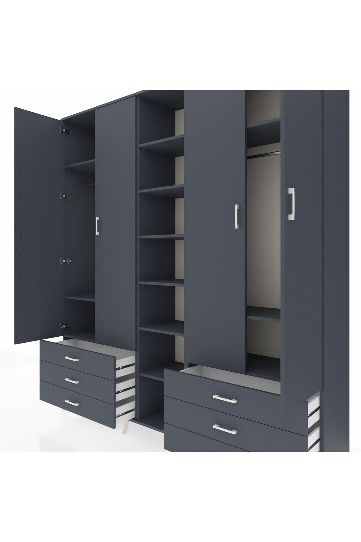 Hyperion Dolap 13 Raflı 6 Çekmeceli 2 Askılı 220x44x243 - S553M002V17B