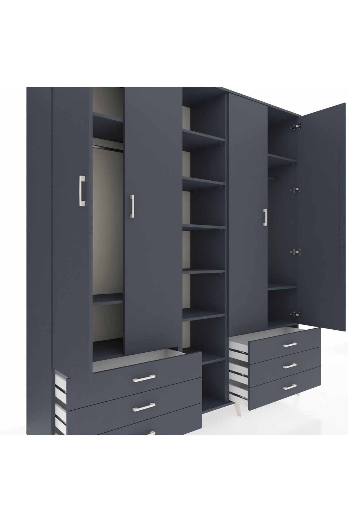 Hyperion Dolap 13 Raflı 6 Çekmeceli 2 Askılı 220x44x243 - S553M002V17B