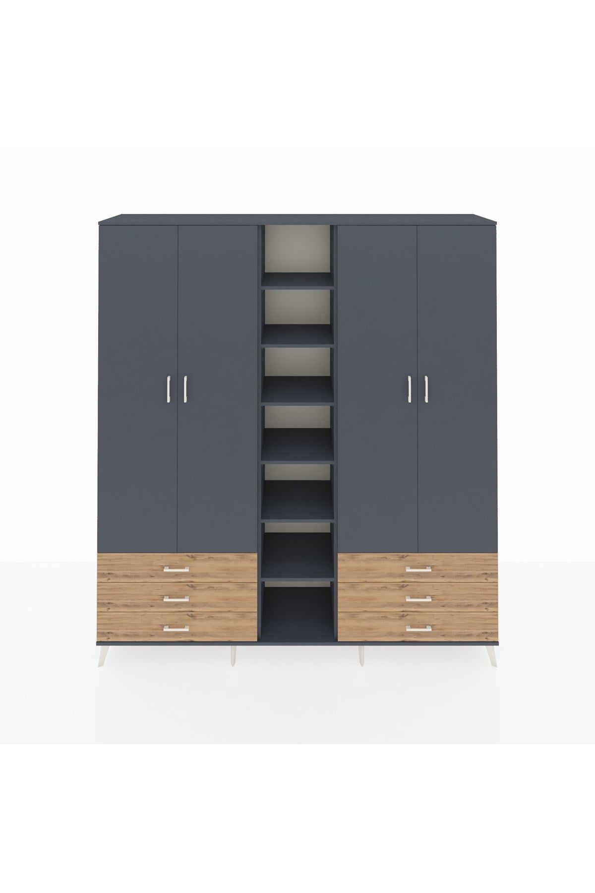 Hyperion Dolap 13 Raflı 6 Çekmeceli 2 Askılı 220x44x243 - S553M002V18B