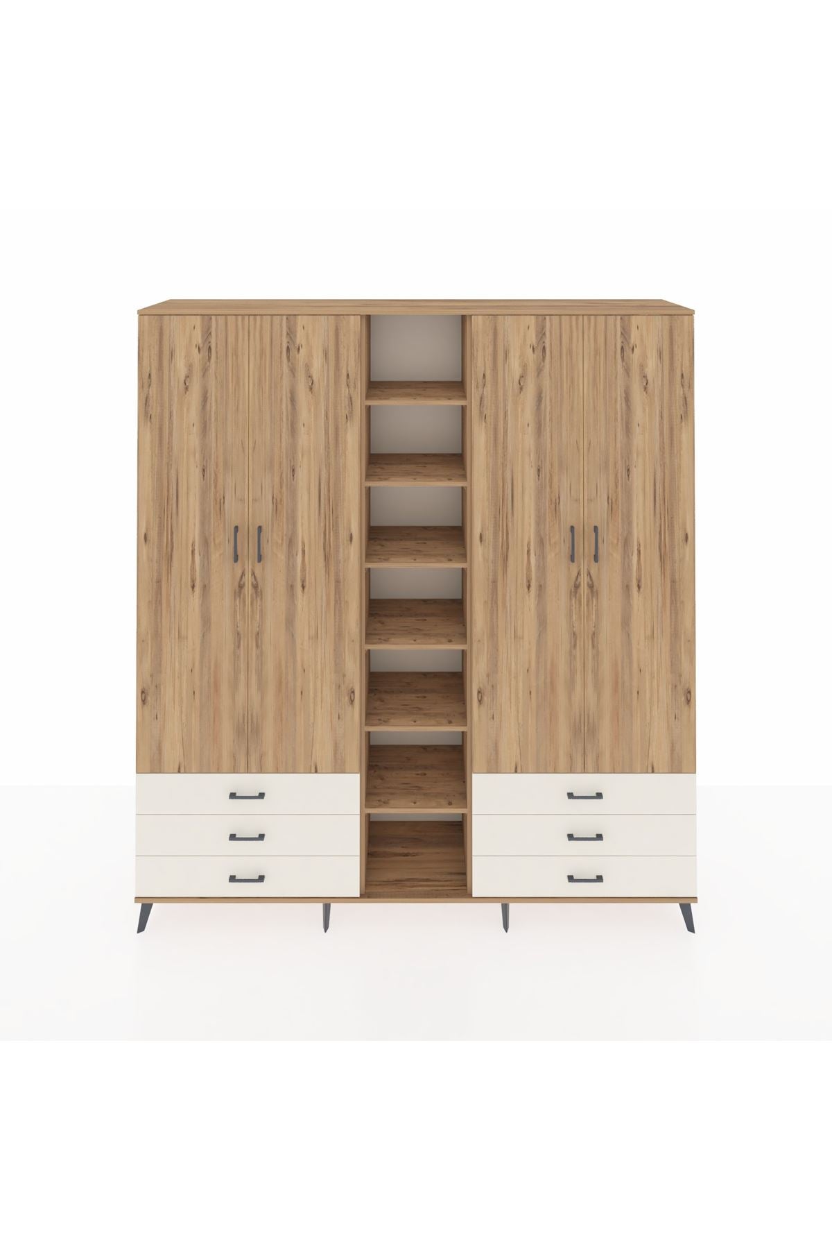 Hyperion Dolap 13 Raflı 6 Çekmeceli 2 Askılı 220x44x243 - S553M002V19B