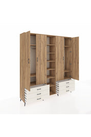 Hyperion Dolap 13 Raflı 6 Çekmeceli 2 Askılı 220x44x243 - S553M002V19B