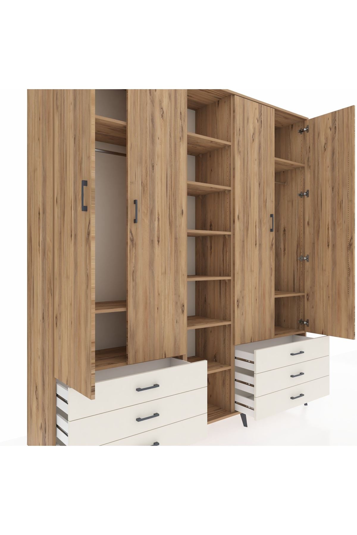 Hyperion Dolap 13 Raflı 6 Çekmeceli 2 Askılı 220x44x243 - S553M002V19B