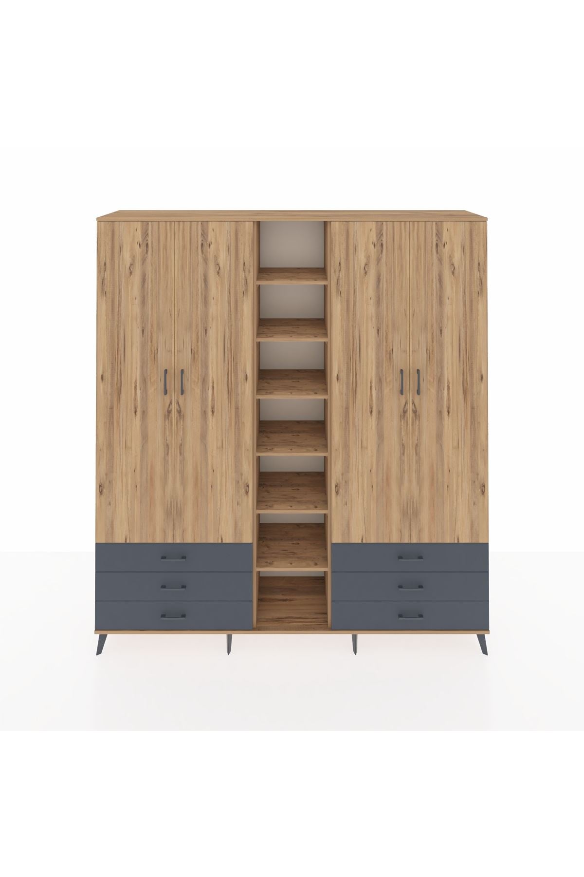 Hyperion Dolap 13 Raflı 6 Çekmeceli 2 Askılı 220x44x243 - S553M002V20B