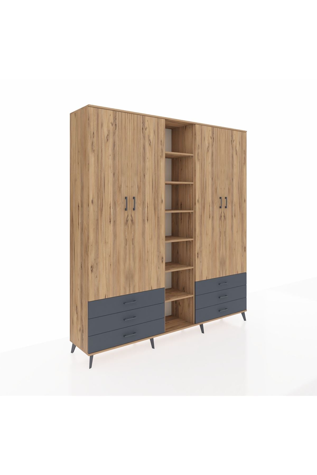 Hyperion Dolap 13 Raflı 6 Çekmeceli 2 Askılı 220x44x243 - S553M002V20B