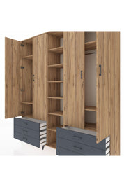 Hyperion Dolap 13 Raflı 6 Çekmeceli 2 Askılı 220x44x243 - S553M002V20B