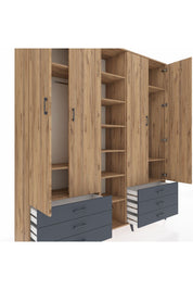 Hyperion Dolap 13 Raflı 6 Çekmeceli 2 Askılı 220x44x243 - S553M002V20B