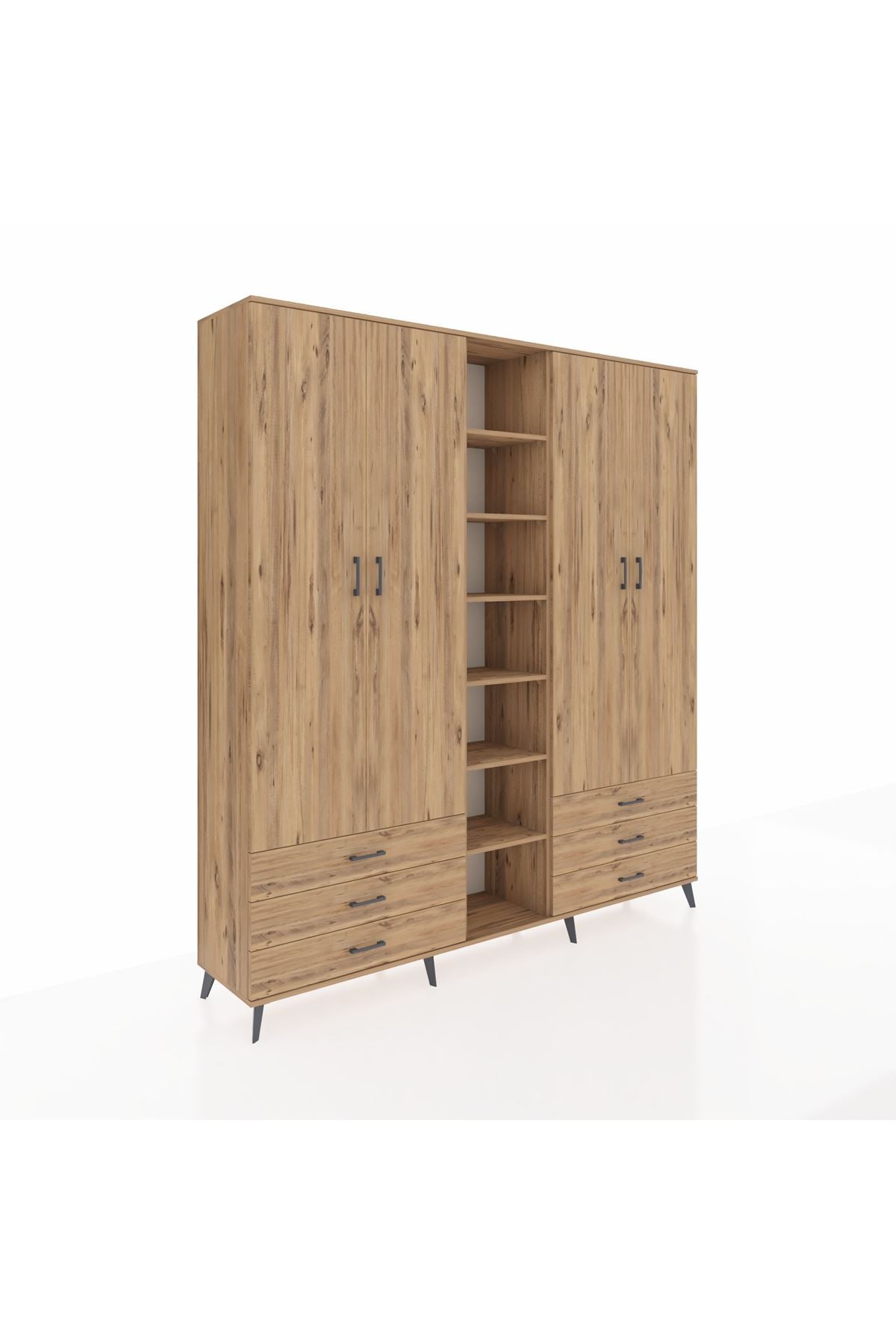 Hyperion Dolap 13 Raflı 6 Çekmeceli 2 Askılı 220x44x243 - S553M002V21B