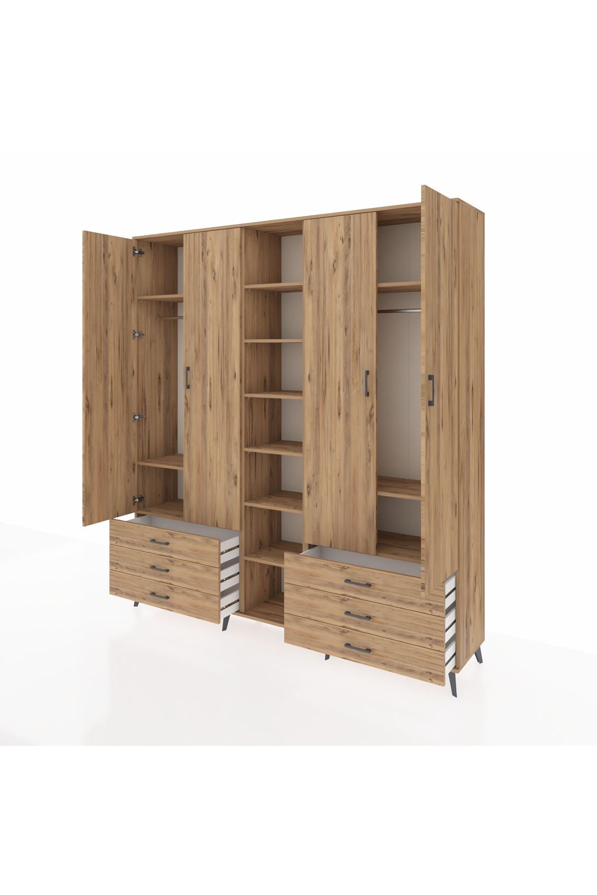 Hyperion Dolap 13 Raflı 6 Çekmeceli 2 Askılı 220x44x243 - S553M002V21B