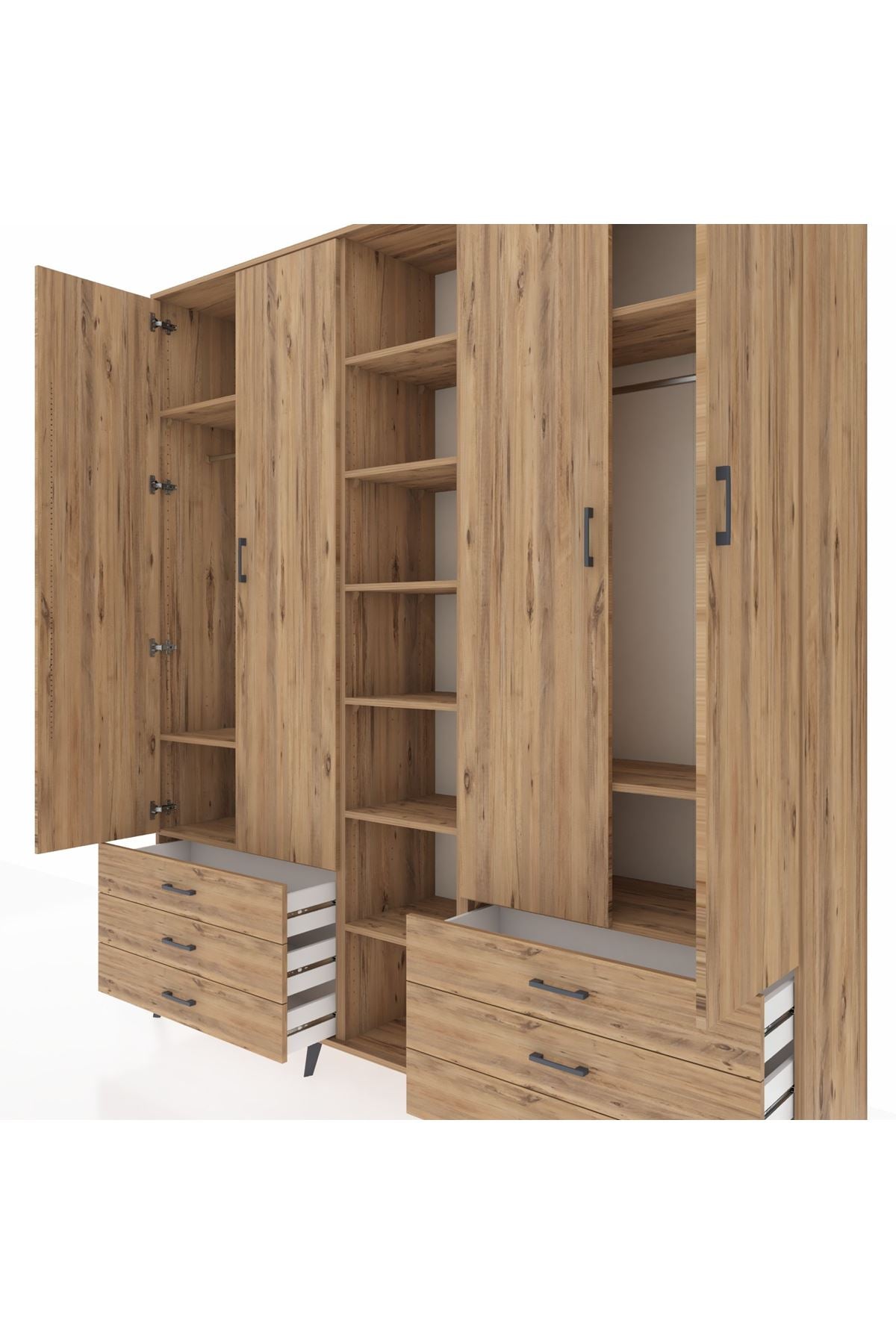 Hyperion Dolap 13 Raflı 6 Çekmeceli 2 Askılı 220x44x243 - S553M002V21B