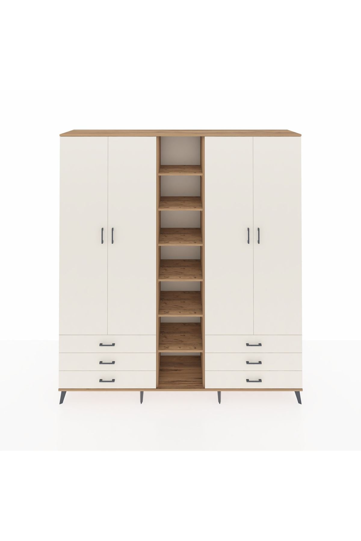 Hyperion Dolap 13 Raflı 6 Çekmeceli 2 Askılı 220x44x243 - S553M002V22B