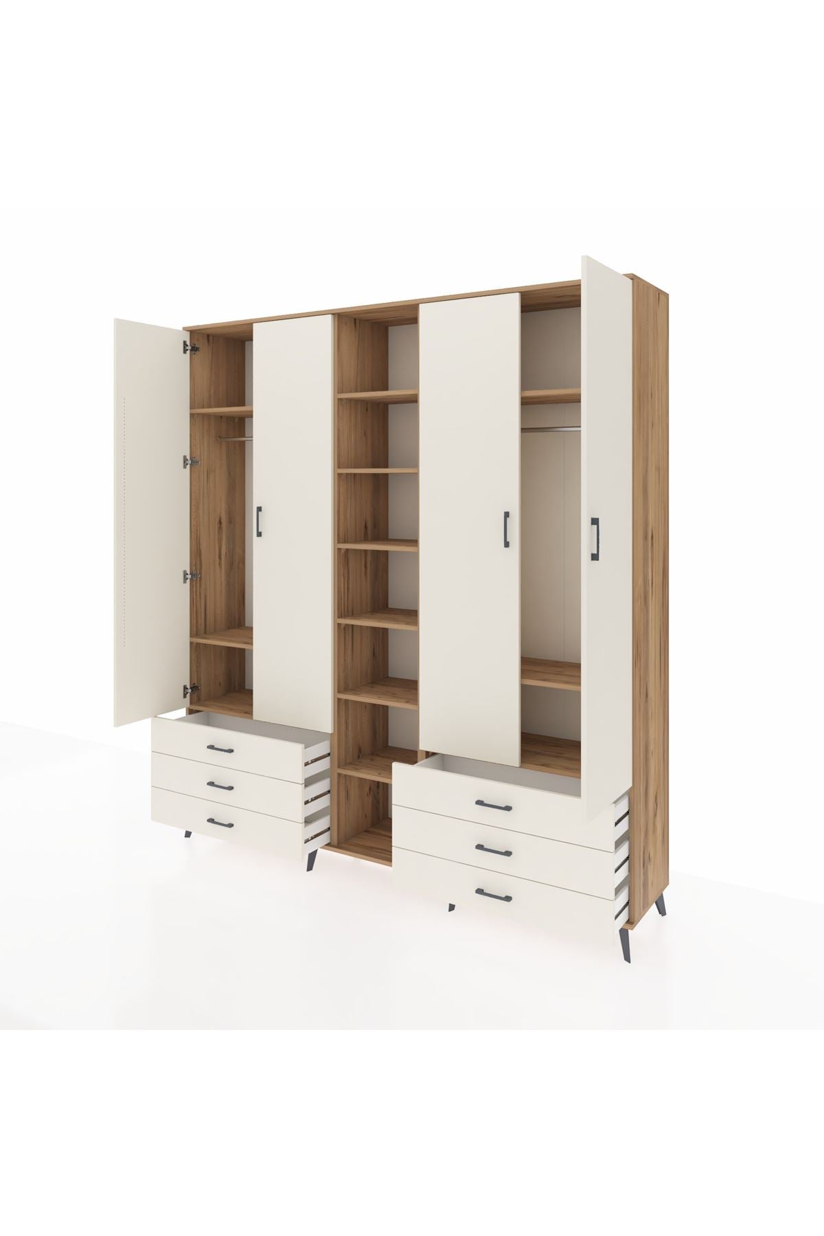 Hyperion Dolap 13 Raflı 6 Çekmeceli 2 Askılı 220x44x243 - S553M002V22B