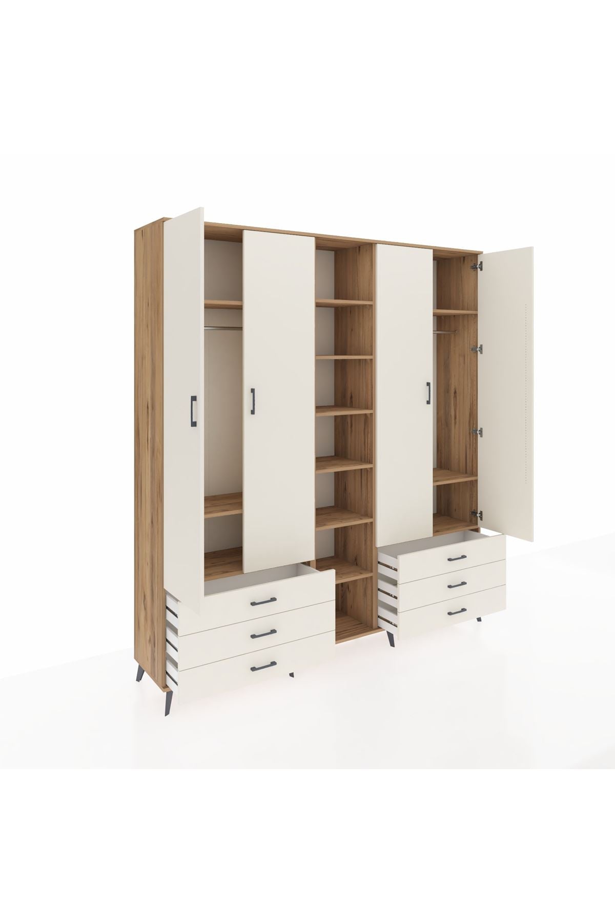 Hyperion Dolap 13 Raflı 6 Çekmeceli 2 Askılı 220x44x243 - S553M002V22B