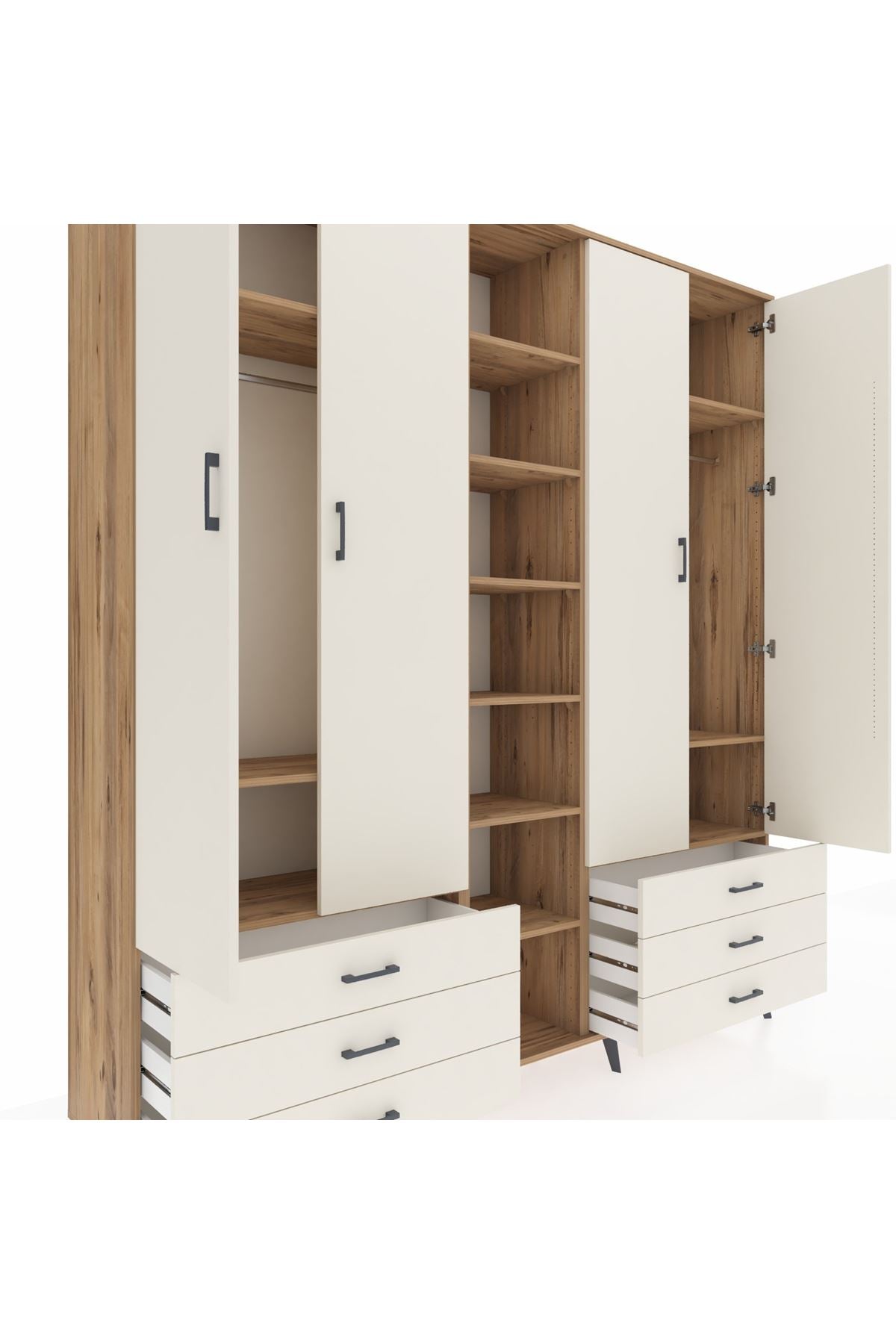 Hyperion Dolap 13 Raflı 6 Çekmeceli 2 Askılı 220x44x243 - S553M002V22B