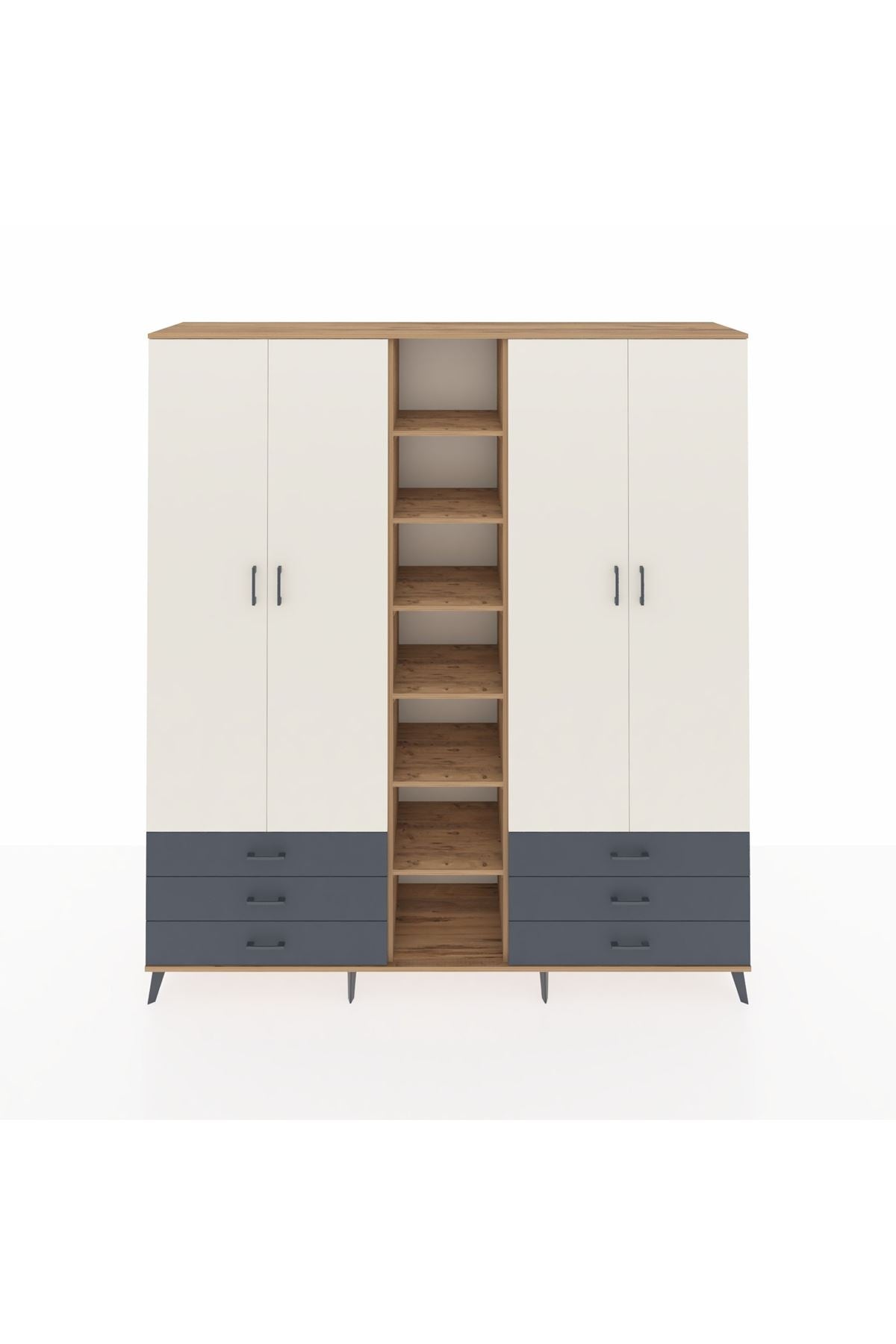 Hyperion Dolap 13 Raflı 6 Çekmeceli 2 Askılı 220x44x243 - S553M002V23B