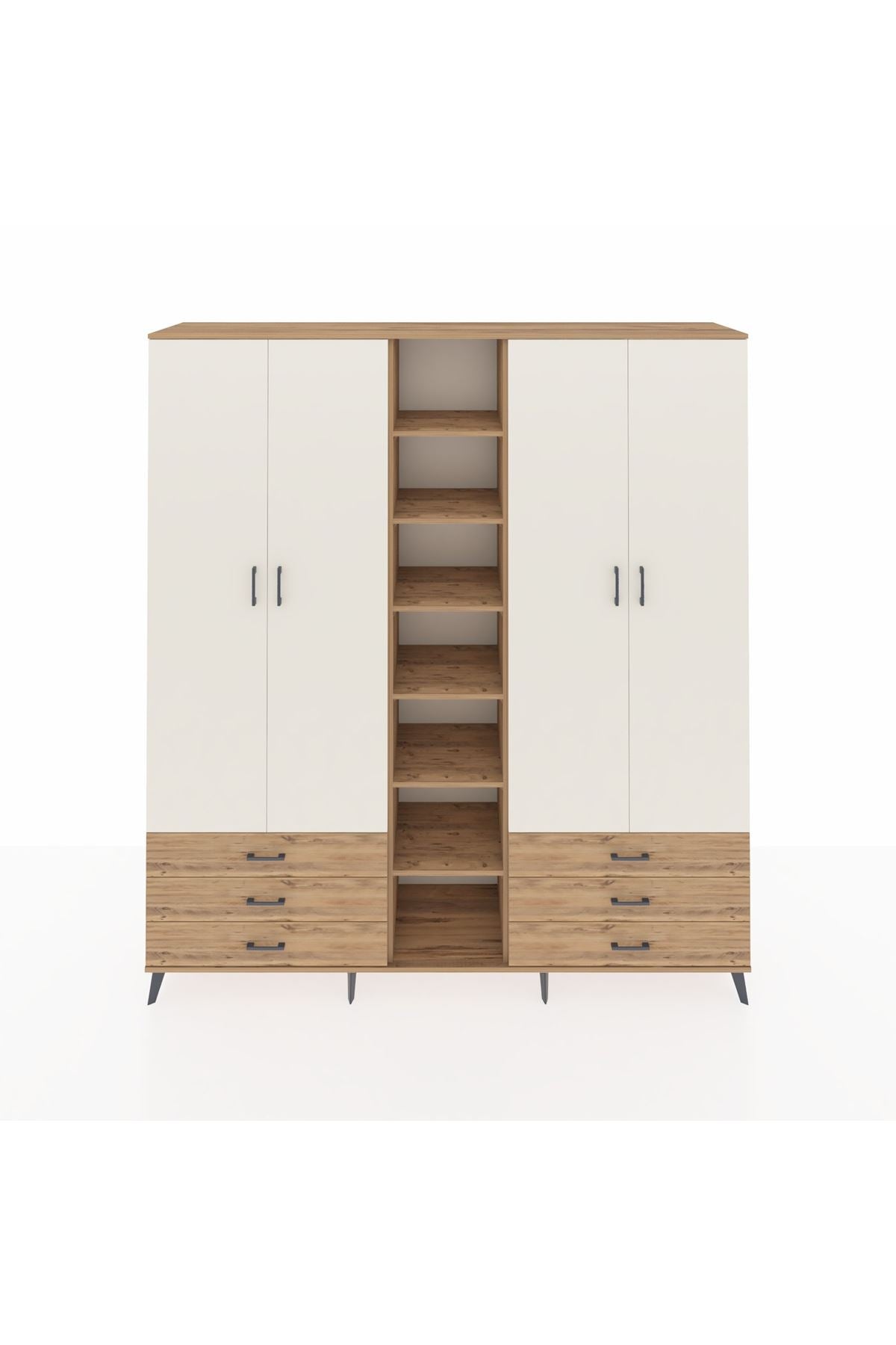 Hyperion Dolap 13 Raflı 6 Çekmeceli 2 Askılı 220x44x243 - S553M002V24B