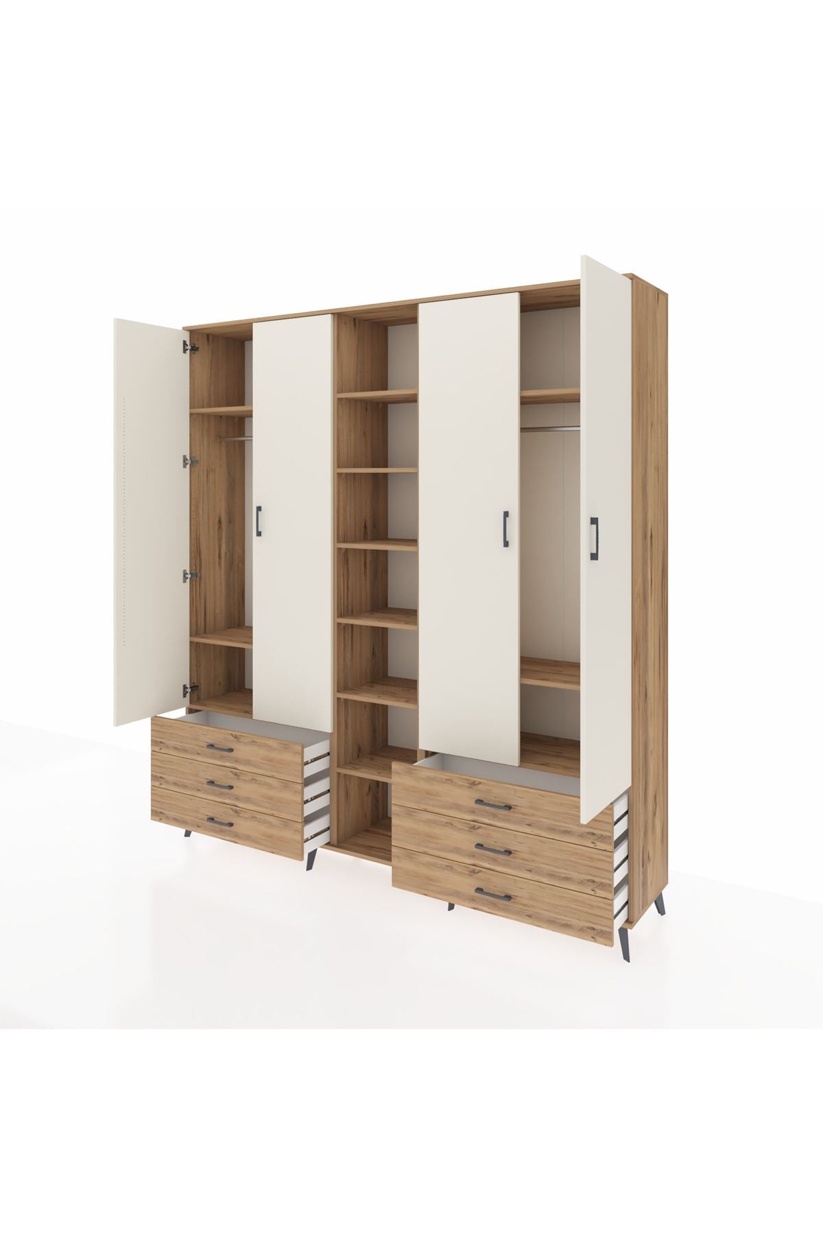 Hyperion Dolap 13 Raflı 6 Çekmeceli 2 Askılı 220x44x243 - S553M002V24B