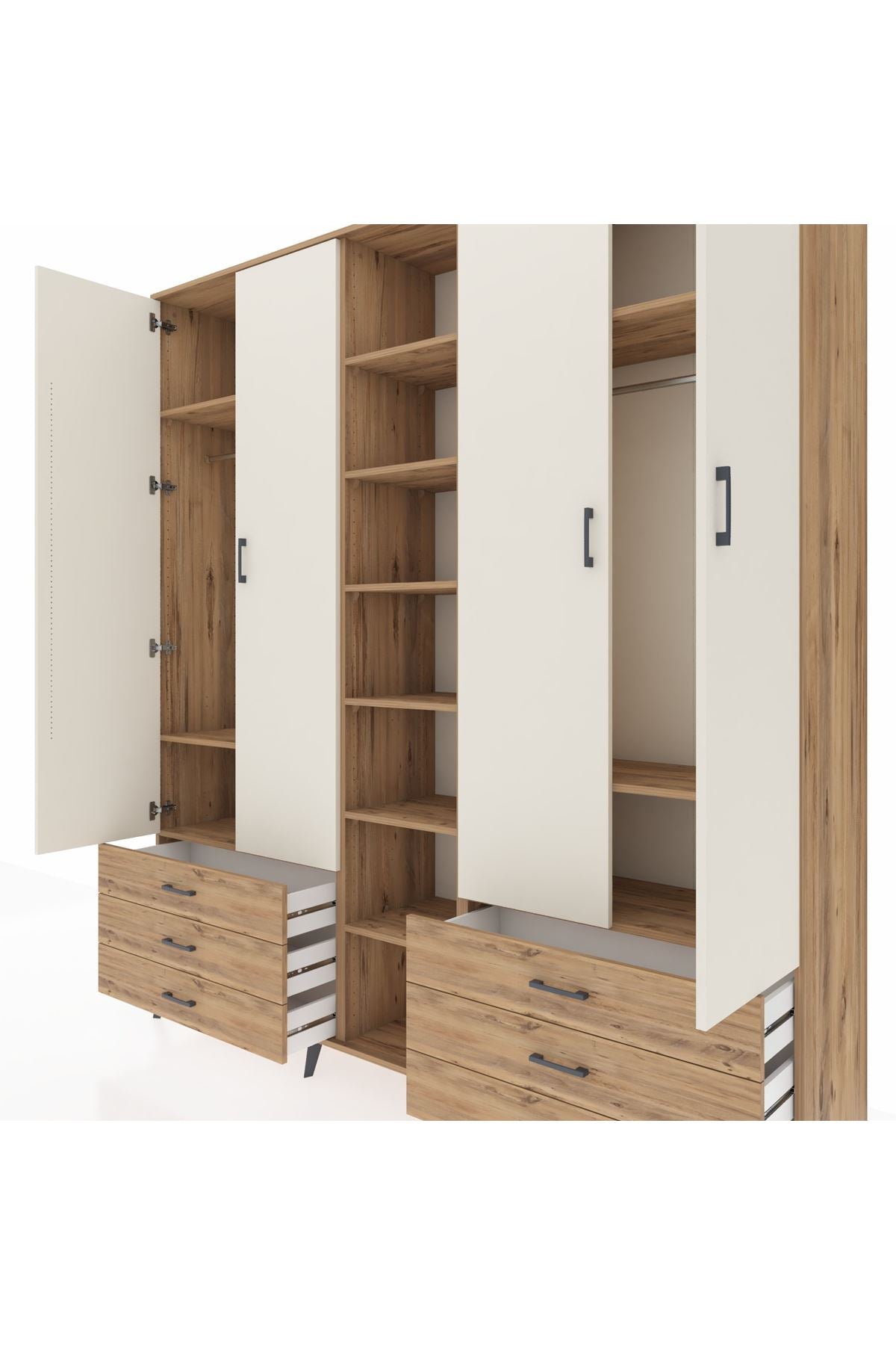 Hyperion Dolap 13 Raflı 6 Çekmeceli 2 Askılı 220x44x243 - S553M002V24B