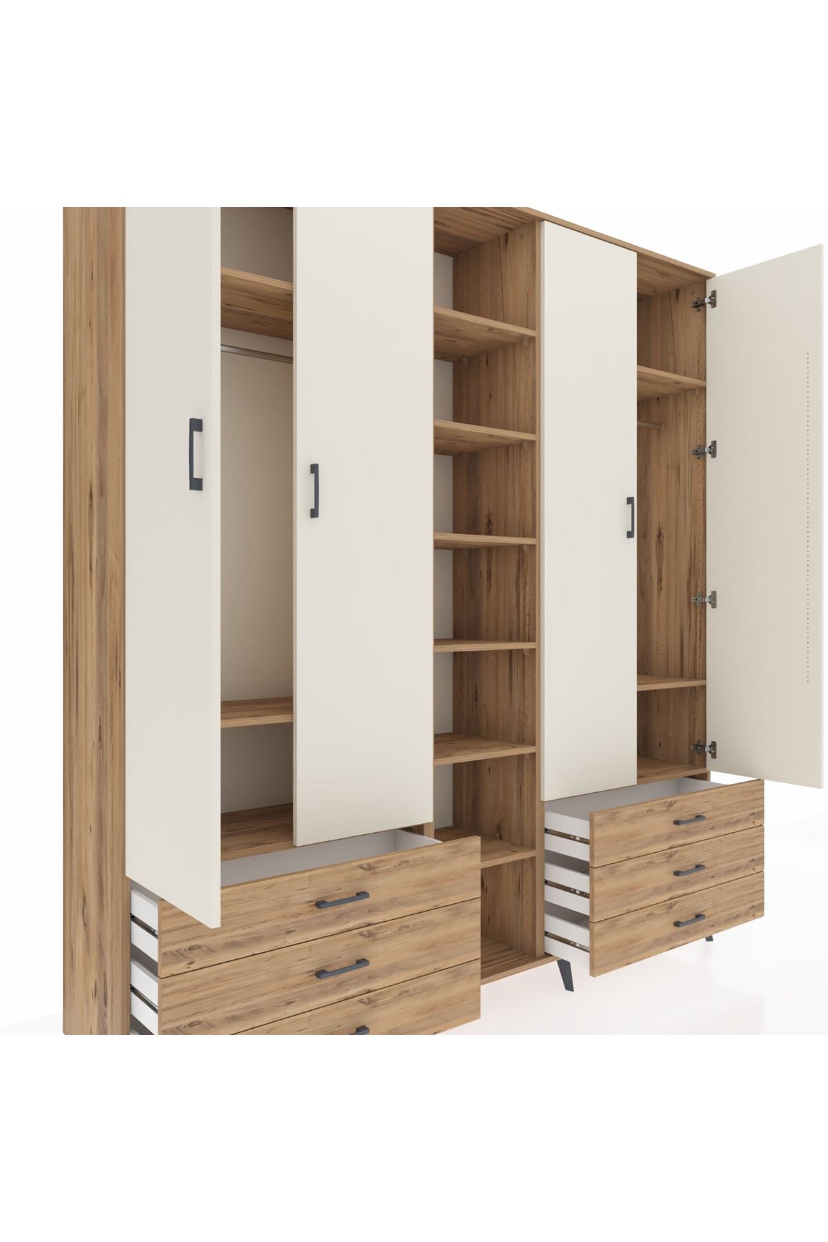 Hyperion Dolap 13 Raflı 6 Çekmeceli 2 Askılı 220x44x243 - S553M002V24B