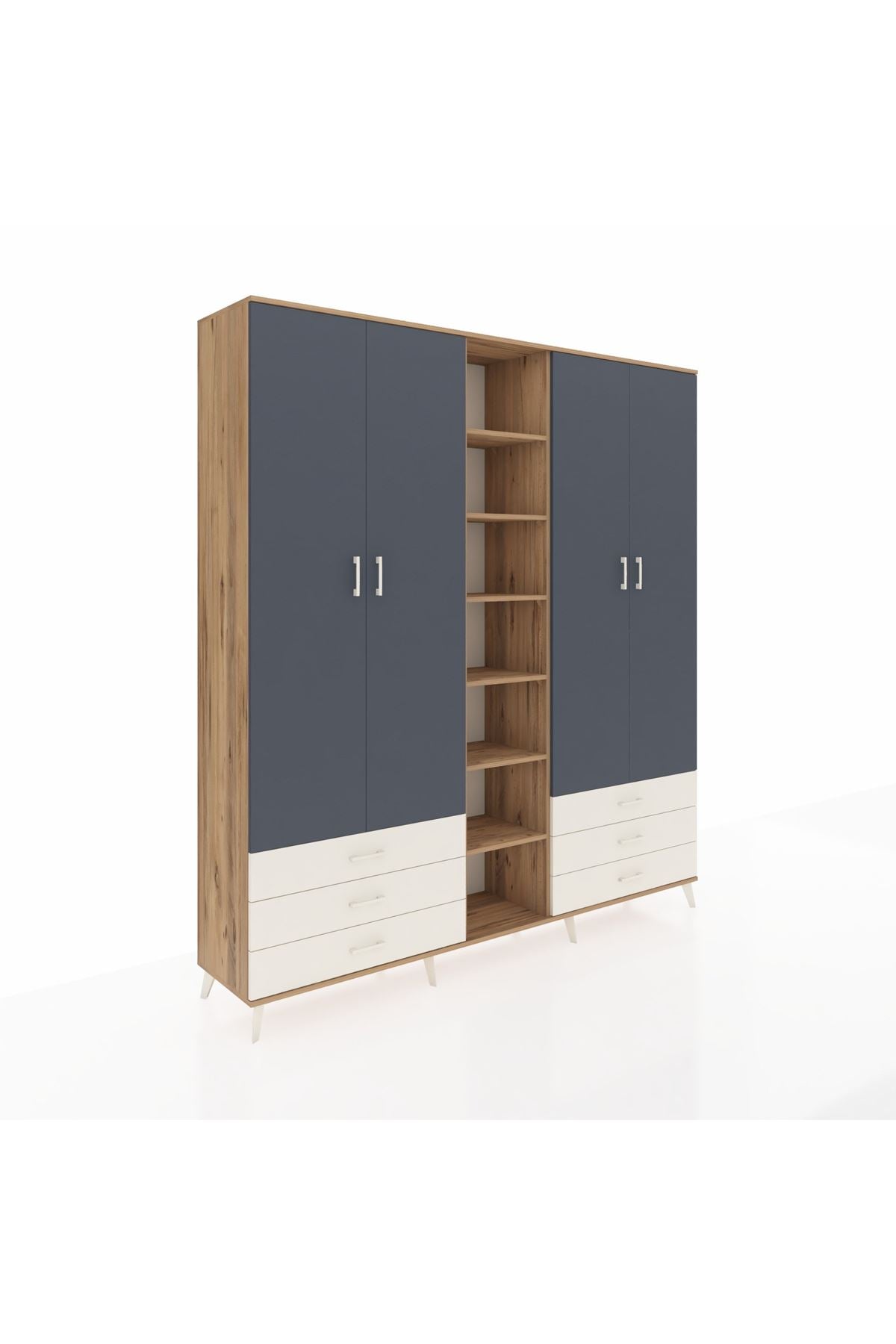 Hyperion Dolap 13 Raflı 6 Çekmeceli 2 Askılı 220x44x243 - S553M002V25B