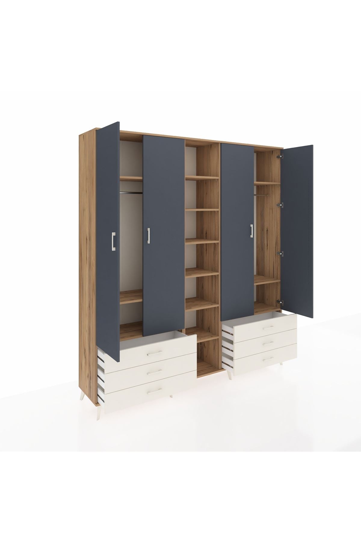 Hyperion Dolap 13 Raflı 6 Çekmeceli 2 Askılı 220x44x243 - S553M002V25B