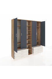 Hyperion Dolap 13 Raflı 6 Çekmeceli 2 Askılı 220x44x243 - S553M002V25B