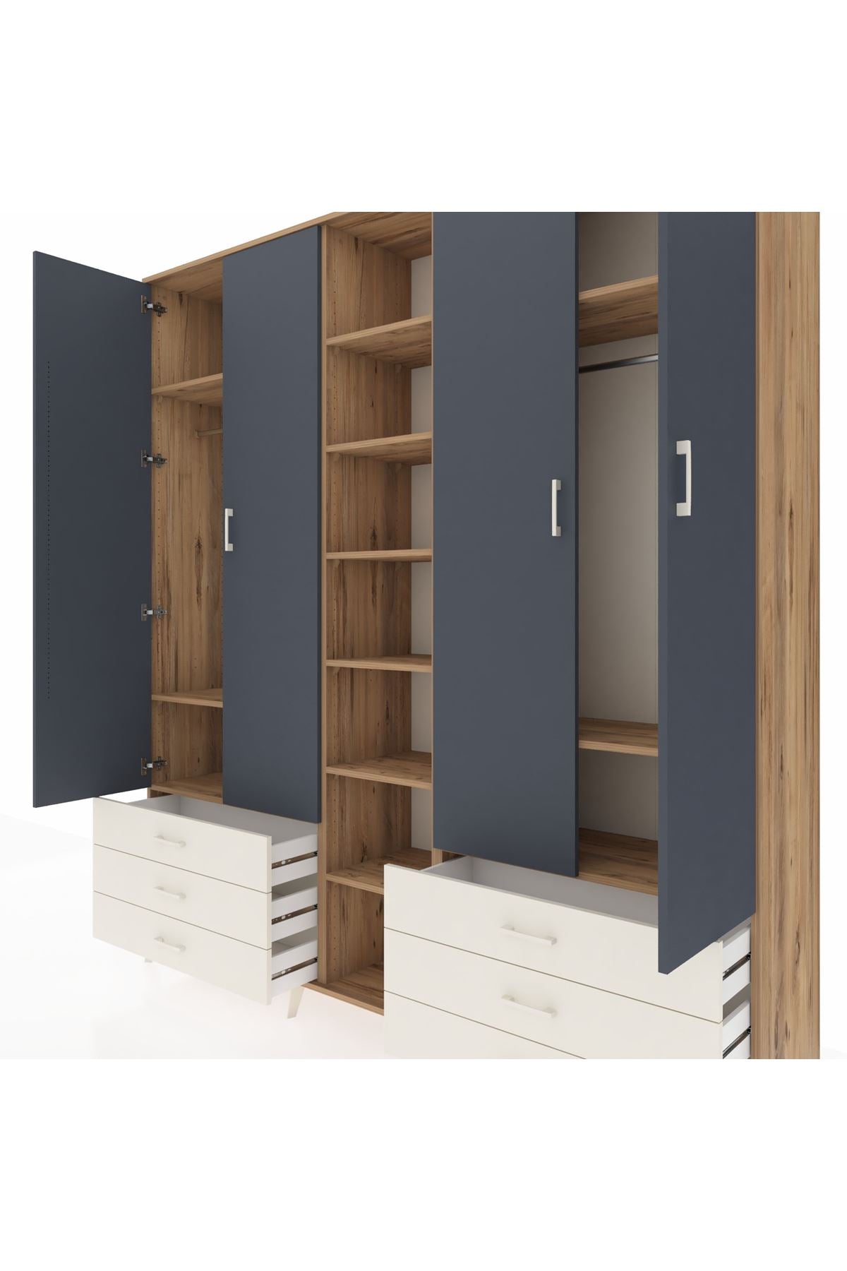 Hyperion Dolap 13 Raflı 6 Çekmeceli 2 Askılı 220x44x243 - S553M002V25B