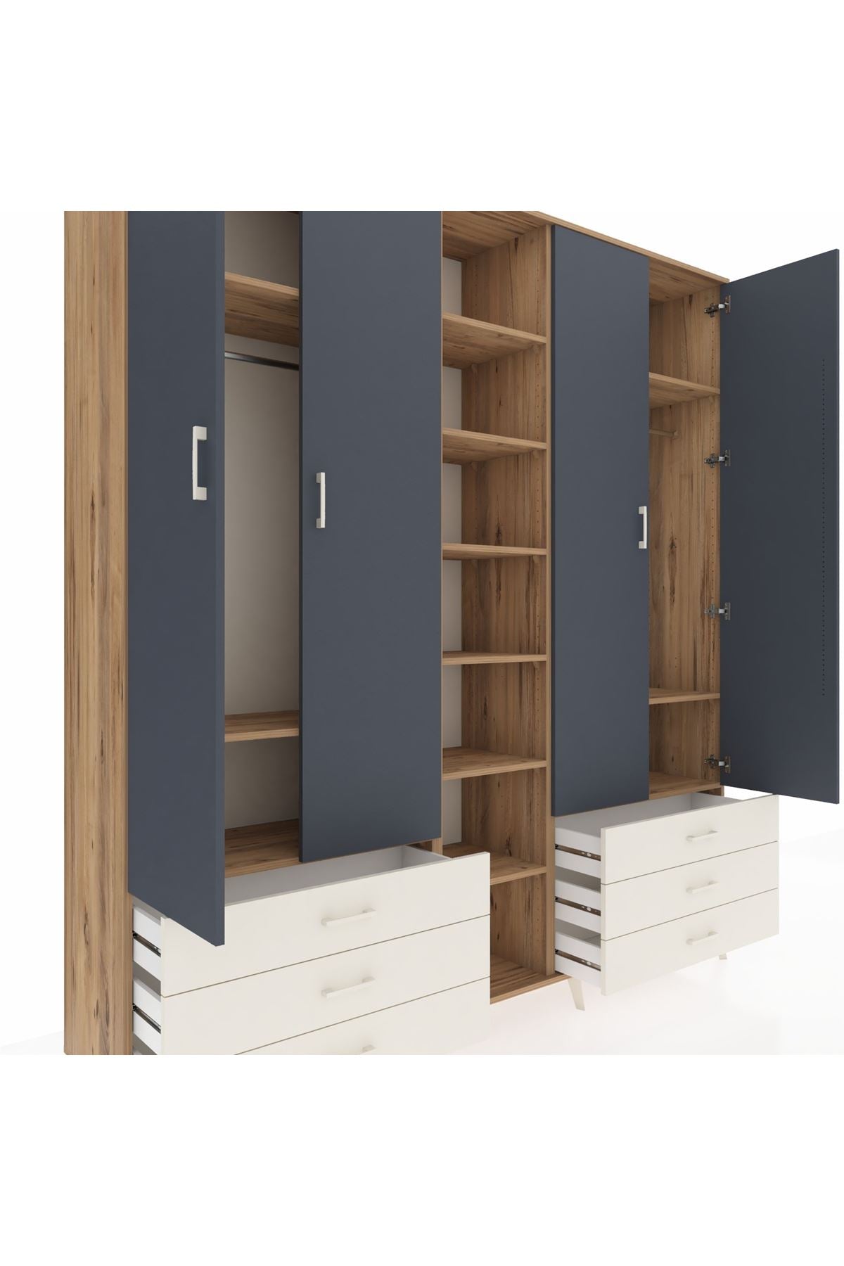 Hyperion Dolap 13 Raflı 6 Çekmeceli 2 Askılı 220x44x243 - S553M002V25B