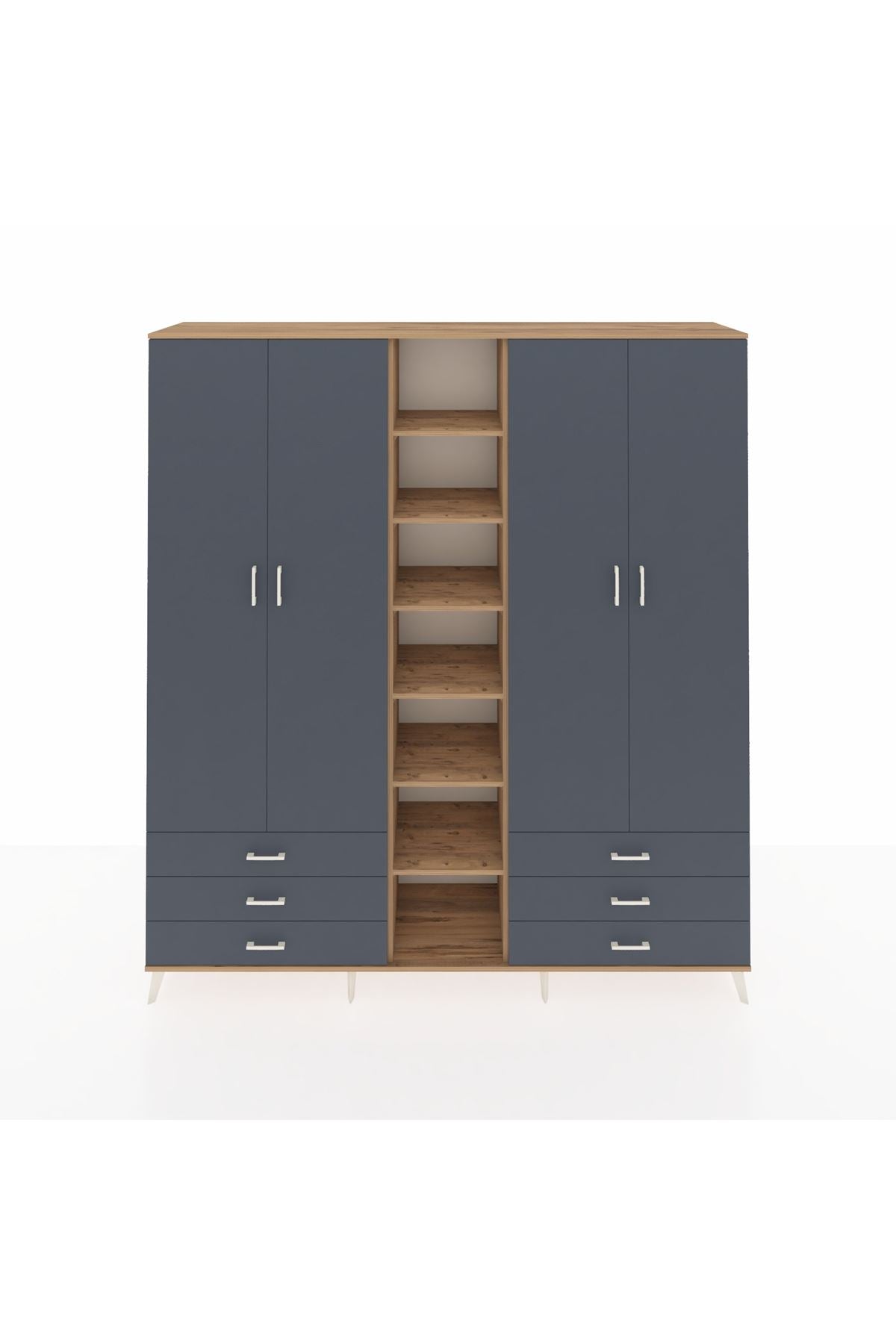 Hyperion Dolap 13 Raflı 6 Çekmeceli 2 Askılı 220x44x243 - S553M002V26B