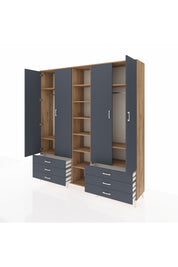 Hyperion Dolap 13 Raflı 6 Çekmeceli 2 Askılı 220x44x243 - S553M002V26B