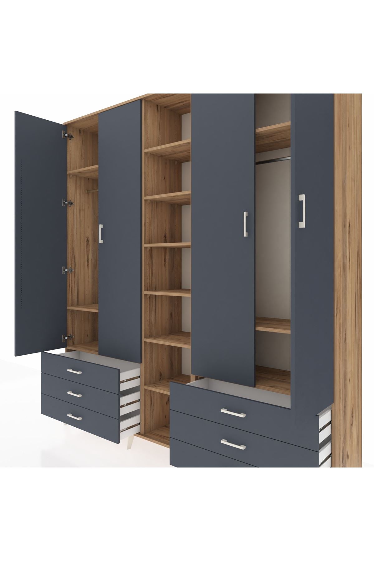 Hyperion Dolap 13 Raflı 6 Çekmeceli 2 Askılı 220x44x243 - S553M002V26B