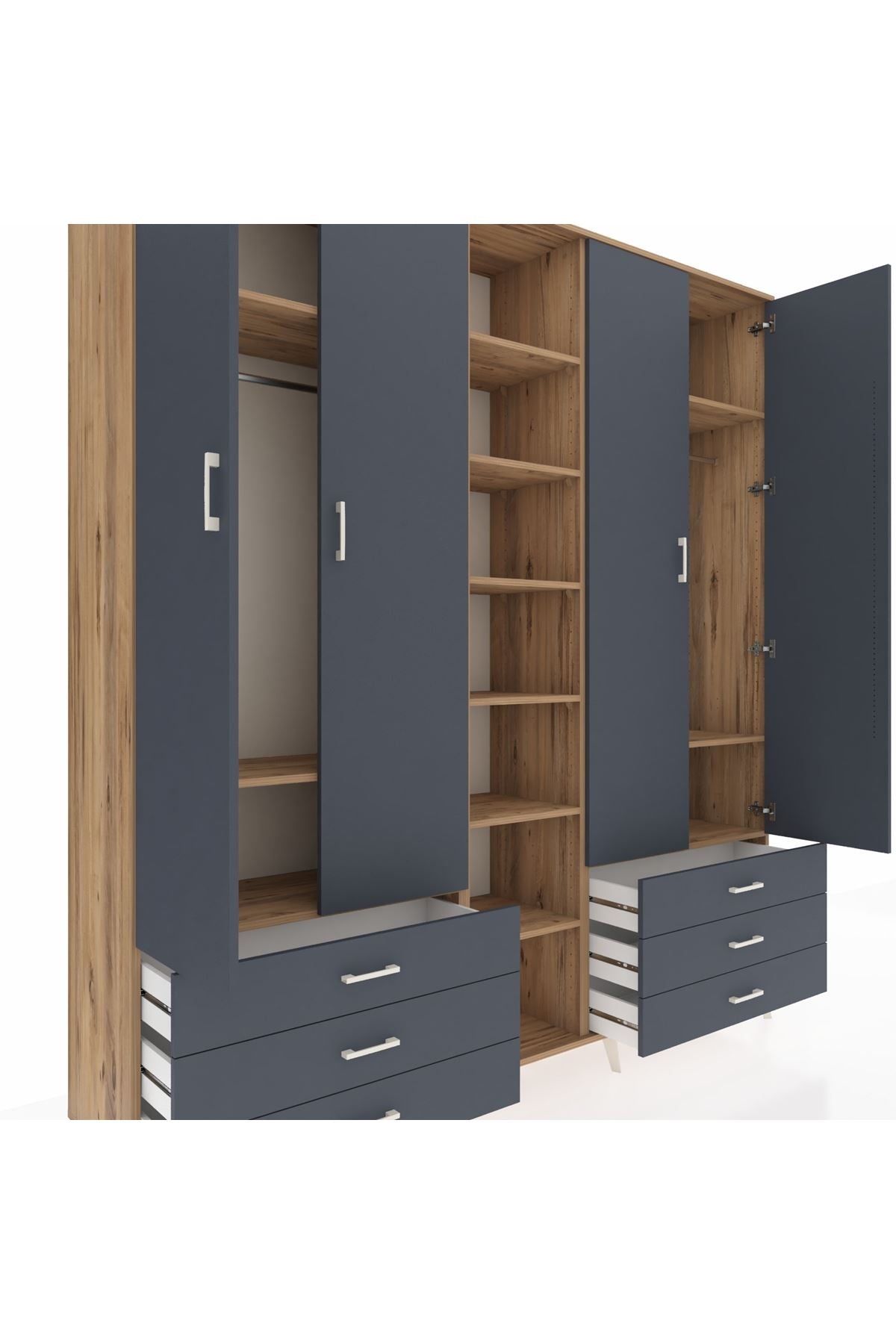 Hyperion Dolap 13 Raflı 6 Çekmeceli 2 Askılı 220x44x243 - S553M002V26B