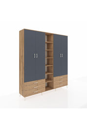 Hyperion Dolap 13 Raflı 6 Çekmeceli 2 Askılı 220x44x243 - S553M002V27B