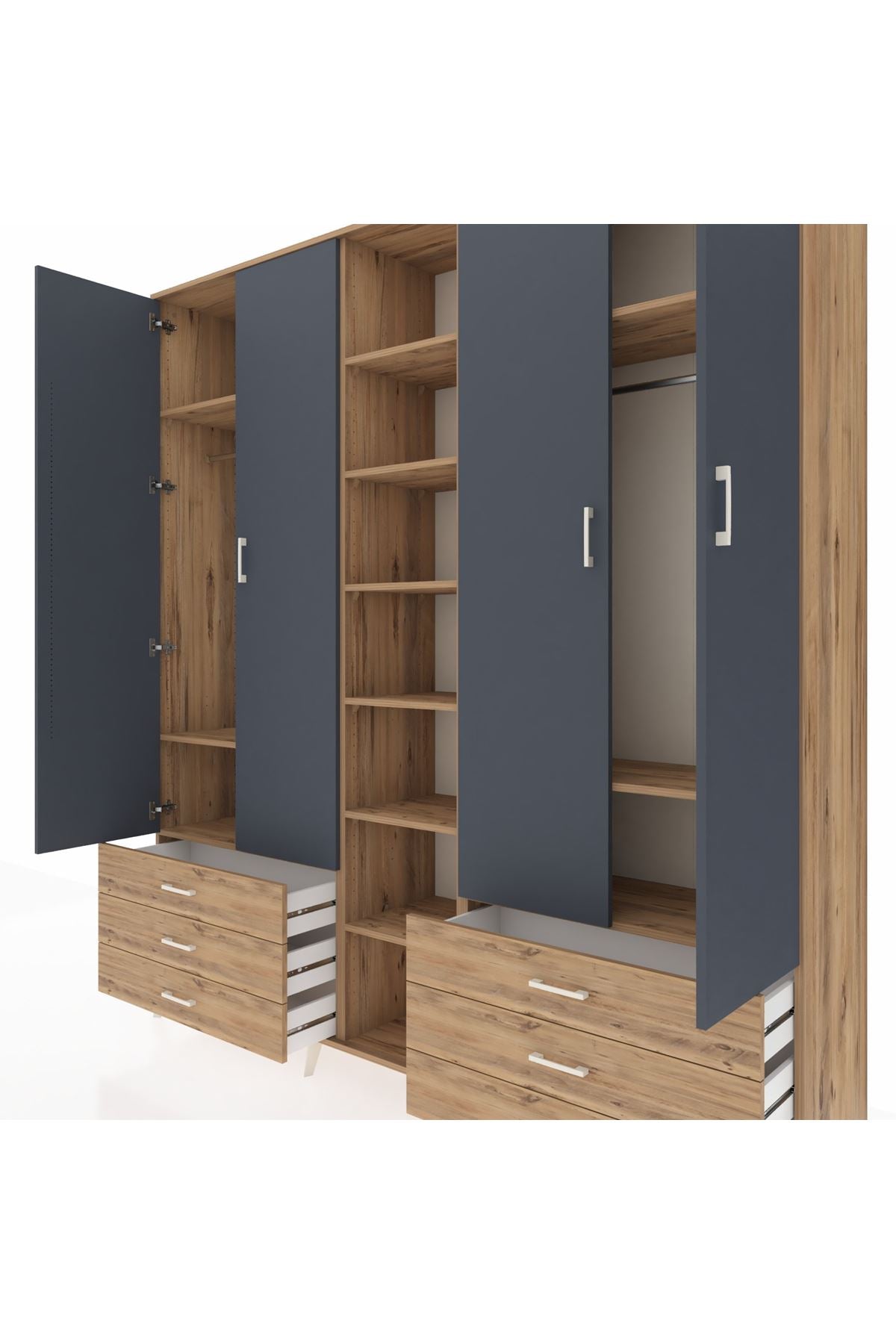 Hyperion Dolap 13 Raflı 6 Çekmeceli 2 Askılı 220x44x243 - S553M002V27B