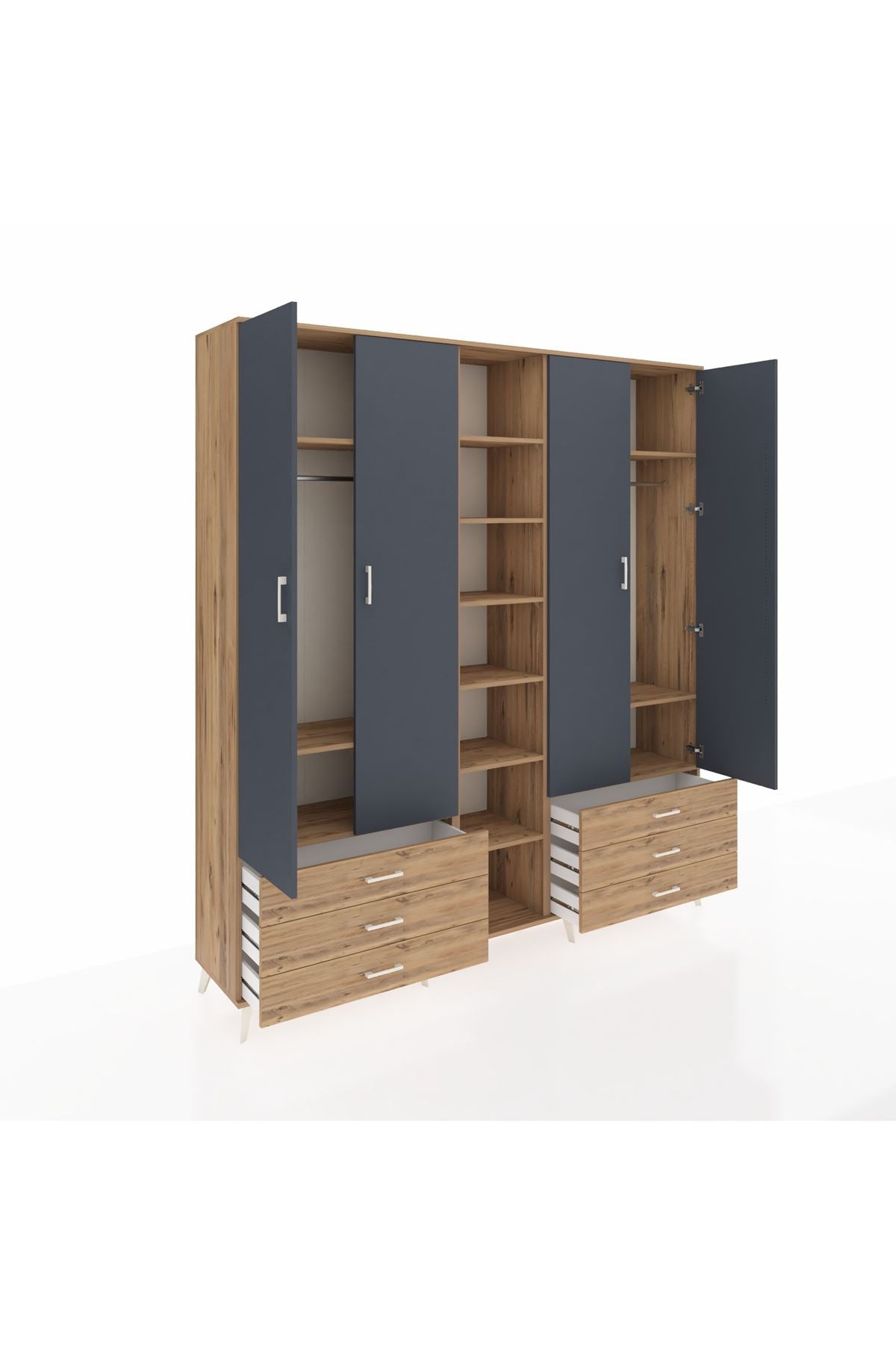 Hyperion Dolap 13 Raflı 6 Çekmeceli 2 Askılı 220x44x243 - S553M002V27B