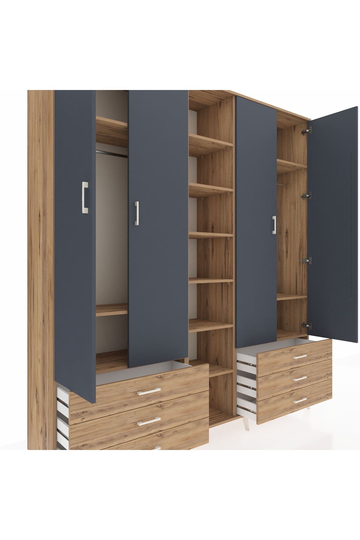 Hyperion Dolap 13 Raflı 6 Çekmeceli 2 Askılı 220x44x243 - S553M002V27B