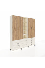 Hyperion Dolap 9 Raflı 10 Çekmeceli 2 Askılı 220x44x243 Aytaşı-Çam/Aytaşı